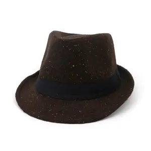 رخيصة الكلاسيكية للجنسين الدافئة رسمية bowknot الصوف فيدورا قبعة صلبة