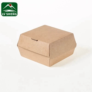 使い捨てクラムシェルテイクアウェイ紙容器生分解性食品包装バーガーハンバーガーボックス - Product Image 1