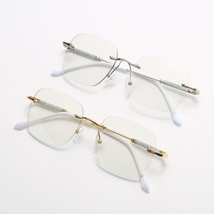 6005 Photosensitive Color Changing Frameless Glasses For Women Round Face <b>Large</b> <b>Frame</b> Anti Blue Light Lightweight PC Material - Product Image 5