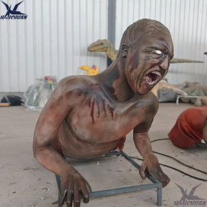 Décoration d'Halloween animatronique effrayante sur le thème de l'horreur, fantômes zombies simulés à mi-corps, accessoires mobiles pour maison hantée - Product Image 5