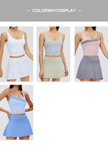 Yoga Shorts Sportswear BH und Rock Anzug Sport kleider Falten kleid Athletic Tennis Uniform für Mädchen - Product Image 6