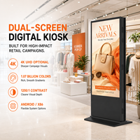 Kiosco Móvil con Pantalla Dual 4K de 32-65 Pulgadas, Vidrio Templado de 4mm, Táctil PCAP, Ángulo Amplio de 178°, Windows I3 I5 I7, Uso en Interiores 24/7