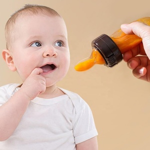 Cuillère à presser pour bébé en silicone de qualité alimentaire 2 en 1, <span class=keywords><strong>biberon</strong></span> et tétine, ensemble d'alimentation pour bébé en silicone - Product Image 4