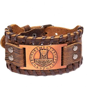 Nordic Viking Style Wide Leather <b>Compass</b> Bracelet Men's Bracelet Celtic Viking Jewelry Thor's Hammer Bracelet Accessories Gifts - Product Image 2