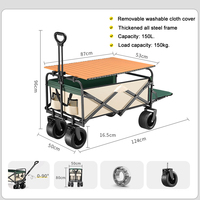 Chariot pliable utilitaire robuste en acier inoxydable, grande capacité, pour la plage et les courses
