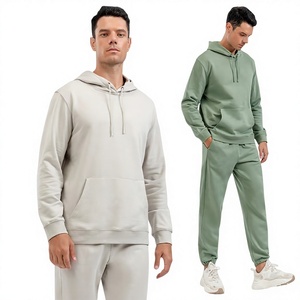 Conjunto de Sudadera con Capucha para Hombre, Color Turquesa, Corte Regular, con Bolsillo, Ropa Casual de Otoño, Tejido de Felpa Francesa - Product Image 2