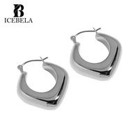Boucles d'oreilles créoles S925 en argent sterling plaqué or 18 carats, style minimaliste rétro français, géométriques, brillantes et épaisses pour filles