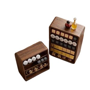 Wooden Lipstick Storage Box Multi Layer <b>Desktop</b> <b>Shelf</b> For Cosmetics And Essential Oils Walnut Finish - Product Image 5