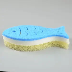 Fish sponge Kitchen scrub sponge with scouring pads cute animal cleaning sponge