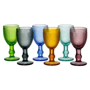Bicchieri da vino Vintage di colore originale in rilievo con diamante calice da 8 once 11 once bicchiere da vino colorato bicchiere da acqua bicchieri da calice ambrati