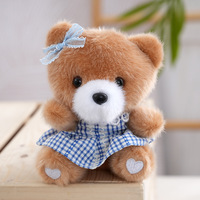Porte-clés Ours en Peluche Adorable avec Robe à Carreaux, Breloques en Peluche pour Sac, Jouet en Peluche Ours en Corde Tressée, Cadeau