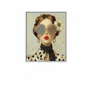 Chic Leopard Sunglasses Red Lips Woman Printed Canvas Artwork,WHITE <b>FRAMED</b> CANVAS - Product Image 2