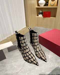 Nouvelle Arrivée Bottes Mi-Mollet en Cuir Sexy à Bout Pointu et Talon Aiguille avec Brides Croisées pour Femmes Grandes Tailles - Product Image 2