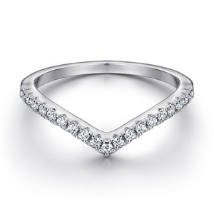 Sterling <b>Silver</b> Zircon Jewelry <b>Sets</b> with Prong Setting V Shape Trendy Design for Engagement Wedding & Anniversary Party Gifts - Product Image 2