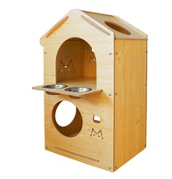 Grande villa en bois de luxe à deux étages, amovible, pour animaux de compagnie (chiens et chats), avec gamelles