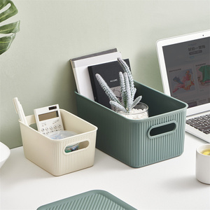 Monr Dọc Sọc Thiết Kế Nhựa Lưu Trữ <span class=keywords><strong>Box</strong></span> Với Nắp Xách Tay Với Xử Lý Stackable Nhựa Tổ Chức Cho Hộ Gia Đình Đồ Lặt Vặt - Product Image 2