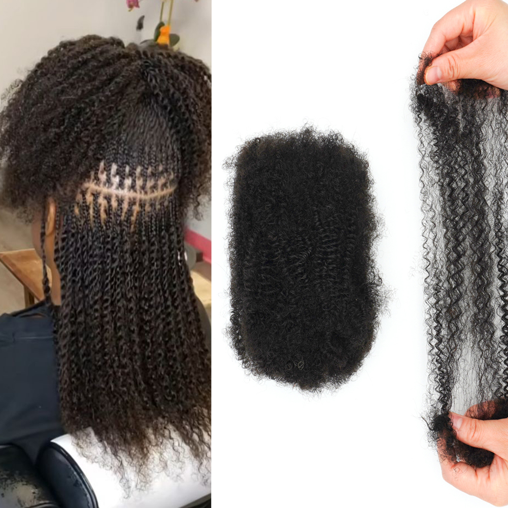KAMA Pre-stretched Naturel 100% Afro Kinky Bulk Human Hair for Dreadlocks Twists Braiding Loose Hair Detail Section 1