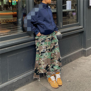 Streetwear Camouflage Straight Pants Sexy <strong>Women</strong> High Street Ripped <strong>Camo</strong> Fashion Denim <strong>Trousers</strong> - Product Image 4