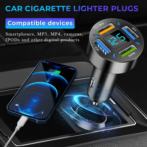 ที่ชาร์จในรถยนต์ 4 พอร์ต USB 66W ชาร์จเร็ว PD Quick Charge 3.0 อะแดปเตอร์ที่ชาร์จโทรศัพท์ในรถยนต์แบบ USB C - Product Image 4