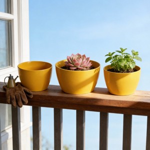 Ensemble de pots de fleurs en céramique émaillée chinoise colorée / Jardinière en céramique blanche miniature du Shandong / Pots de fleurs écologiques - Product Image 2