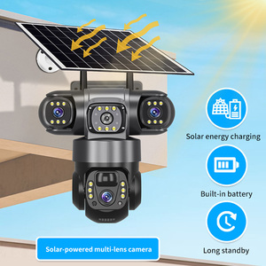 Caméra extérieure solaire 4G 6MP Full Color V380 <span class=keywords><strong>PRO</strong></span> à triple objectif, rotation à 360 degrés, vision nocturne, caméras de sécurité IP - Product Image 4