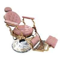 Fauteuil de barbier vintage, fauteuil de salon hydraulique inclinable, fauteuil de coiffure rétro pour la coupe et le rasage avec repose-pieds pour hommes