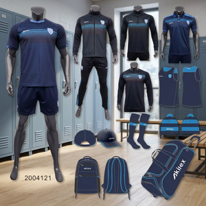 Ensemble de maillot de football unisexe personnalisé bleu foncé dégradé respirant en maille sans manches en polyester anti-humidité toutes saisons pour le sport - Product Image 3