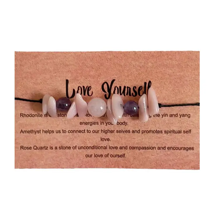 SC Natural Crushed Stone Crystal Beads Bracelets Women Brave Love Yourself Inspirational Yoga Anti Anxiety Bracelet for Girls