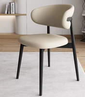 Chaise de salle à manger moderne en bois massif, style luxe léger, dossier simple, revêtement en cuir anti-griffures, pour la maison