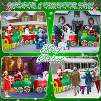 Train de Noël gonflable géant de 11 pieds, Père Noël, bonhomme de neige, DC IP44, étanche, éclairé par LED, respectueux de l'environnement, décoration extérieure, cour, jardin