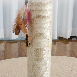 Arbre à gratter pour chat moderne et simple, couleur crème, avec griffoir premium en sisal et boule suspendue pour chatons - Product Image 2