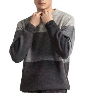 Pulls en tricot pour hommes à manches classiques, motif uni, respirants, avec logo frontal, en polyester/coton, pour l'hiver, best-sellers à prix bas - Product Image 3