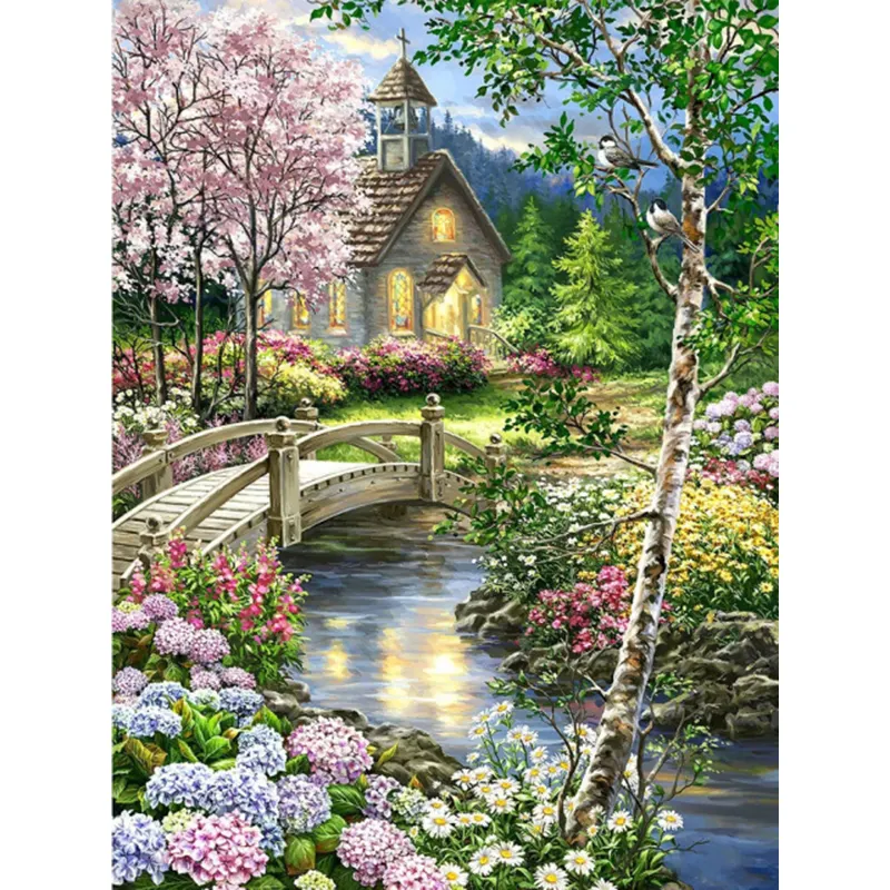 Full Square Round Diamond Painting 5D DIY Embroidery Garden Landscape Picture of Rhinestones Mosaic Gift for Kids