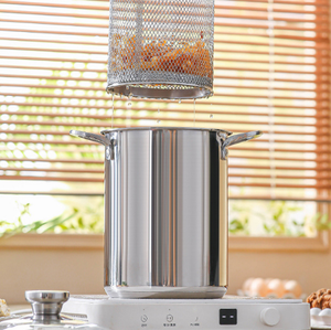 Ménage SUS304 <span class=keywords><strong>Friteuse</strong></span> Marmite avec Passoire 4.5L Récipient à Graisse Maille Métallique <span class=keywords><strong>Panier</strong></span> Frit Avec Couvercle Ustensiles <span class=keywords><strong>De</strong></span> Cuisine - Product Image 2