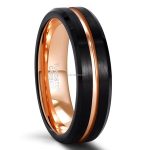 Anillos de carburo de tungsteno ranurados chapados en oro de 18 quilates de 8 mm POYA, anillos de boda modernos para hombre, para fiesta de compromiso - Product Image 5