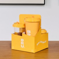 Plateau porte-boissons en pulpe ondulée 4 tasses pour café, vin et boissons à emporter - Compostable pour cafés, événements et livraison