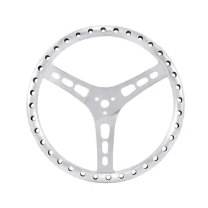 3 Bolt 15 inch Diameter Steering Wheel 3 Spoke Dish Depth Flat Drilled Shot Peened Grip Steering Wheel