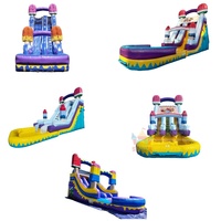 Nouveau style 2026 Toboggan aquatique commercial double gonflable en PVC de haute qualité pour extérieur, thème crème glacée, avec petite piscine et souffleur, facile à louer