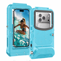Étui de plongée étanche 15m/50ft pour iPhone 16 Pro Max 14 Pro Max, coque antichoc avec couvercle rabattable pour snorkeling
