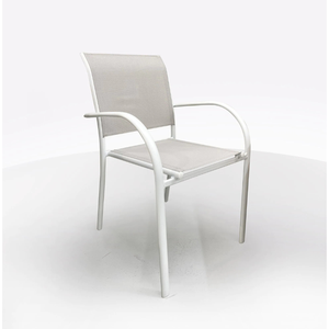 SILLA DE ALUMINIO BLANCO Y TEXTILÉN BEIGE - Product Image 1