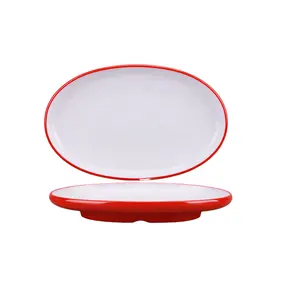 Classic Oval Charger Seafood Serving Platter Factory Sustainable Flat Dish Melamine Plastic Food Container Plate Dish Pigmented