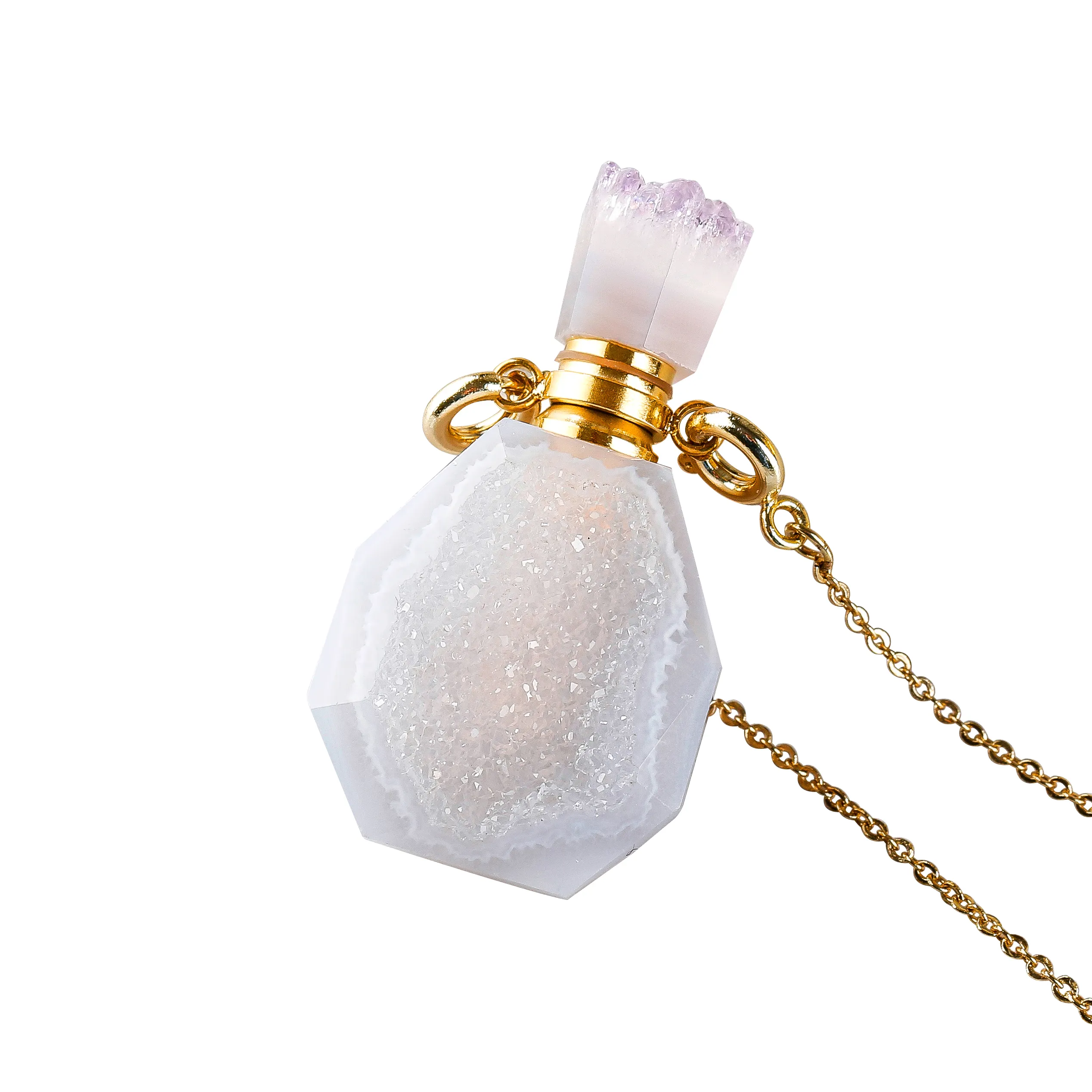 Best Gift Natural Gemstone Crystal Perfume Bottle Necklace For Xmas