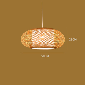 Lustres suspendus en rotin tressé fait main avec abat-jour rayé en bambou pour cuisine, salon, chambre à coucher, villa, couloir - Product Image 5