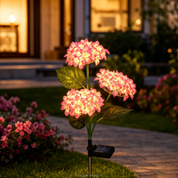 Lampes LED solaires en forme d'hortensia - Décoration florale extérieure pour cour, jardin, allée, bord de lac