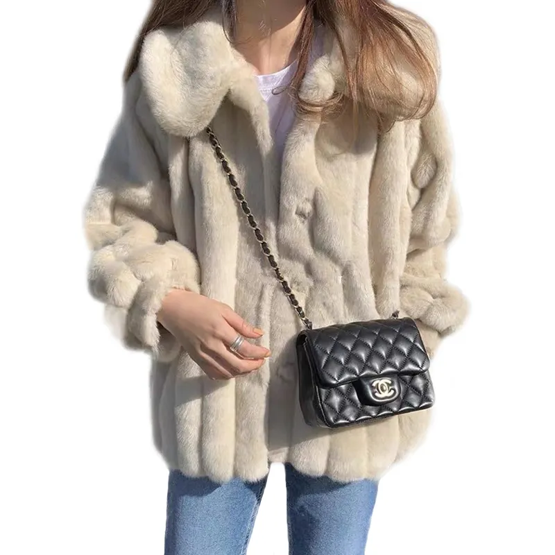 การออกแบบใหม่ที่กำหนดเองสุภาพสตรี Faux FUR Coat ฤดูหนาว WARM Faux FUR Mink Coat