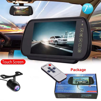 Sistema de Monitoreo con Cámara y Pantalla Táctil LCD TFT IPS de 7 Pulgadas para Retrovisor, Visión Nocturna, CarPlay, Asistencia de Reversa para Autos, Camionetas y SUVs