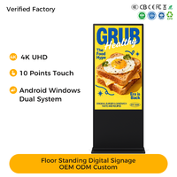 Manufacturer Android 14 OS 4K 43 49 55 65 Inch Indoor Floor Standing Digital Signage Smart Totem LCD Advertising Touch Screen