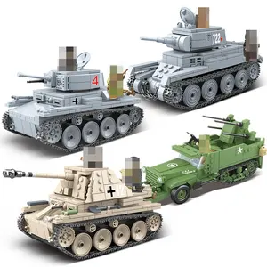 독일 탱크 육군 빌딩 블록 WW2 군사 세트 색상 역사 컬렉션 모델 무기와 군인 피규어가있는 DIY 장난감