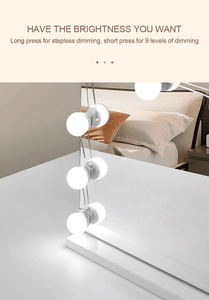 Bombillas Espejo de maquillaje Luz Led Touch Dimming Vanity Dressing Lámpara de mesa Bombilla USB Espejo de maquillaje Lámpara de pared - Product Image 6