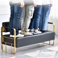 Canapé d'attente de salon de beauté en acier inoxydable personnalisé moderne, long banc, chaises d'attente de barbier, meubles de shampooing, zone d'attente